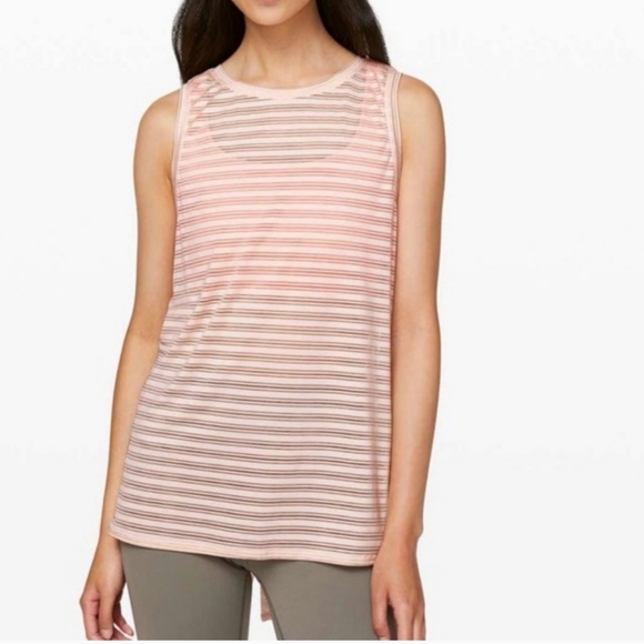 Lululemon Top Meet Halfway Tank in Striped Butter Pink 4 (#25) - Picture 1 of 8